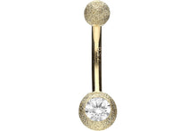 Upload the picture to the gallery viewer, 18k gold crystal diamond look navel piercing barbell piercinginspiration®