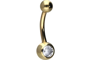 18 carat gold mini basic crystal navel piercing barbell piercinginspiration®