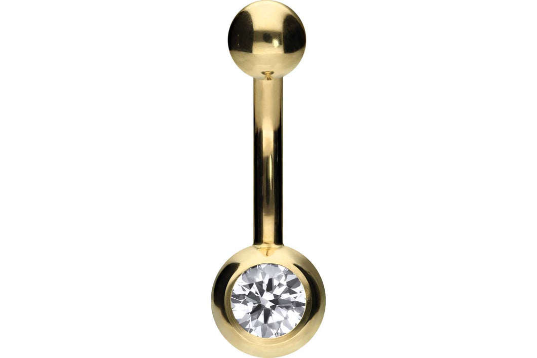 18 Karat Gold Mini Basic Kristall Bauchnabelpiercing Barbell piercinginspiration®