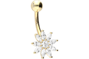 18k gold flower navel piercing barbell piercinginspiration®