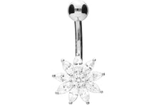 Load the image into the gallery viewer, 18K Gold Flower Navel Piercing Barbell piercinginspiration®