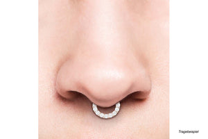 18k gold clicker ring 9 crystals barrier septum piercinginspiration®