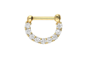 18k gold clicker ring 9 crystals barrier septum piercinginspiration®
