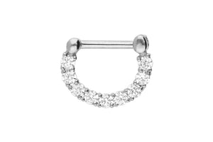18k gold clicker ring 9 crystals barrier septum piercinginspiration®