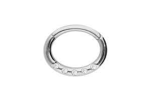 18 Karat Gold Clicker Ring Oval 5 Kristalle piercinginspiration®