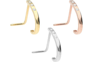 18 carat gold narrow crystal nose stud piercinginspiration®