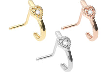Upload the picture to the gallery viewer, 18k gold crystal heart nose stud piercinginspiration®