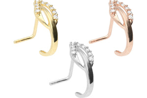 Espiral de espárrago de nariz de cristal de pan de oro de 18 k piercinginspiration®