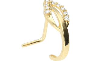 18 carat gold leaf crystal nose stud spiral piercinginspiration®