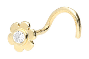 Spirale in oro 18 carati con fiore 1 naso cristallo piercinginspiration®