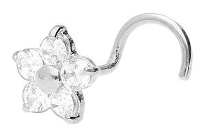 18 carat gold flower crystal nose stud spiral piercinginspiration®