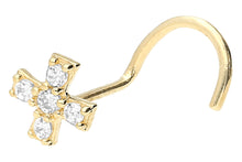 Sube la imagen al visor de la galería, espiral de espárrago de nariz de cristal de cruz de oro de 18k piercinginspiration®