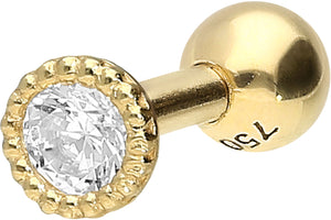 Bilanciere da piercing all'orecchio in cristallo base oro 18 carati piercinginspiration®