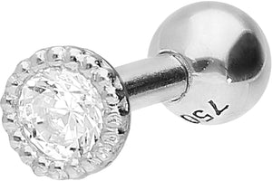 18 carat gold basic crystal ear piercing barbell piercinginspiration®