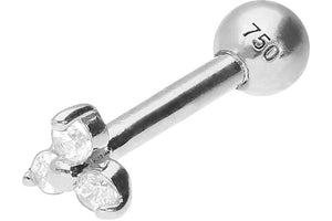 Piercing d'oreille fleur or 18 carats 3 cristaux piercinginspiration®