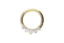 Laden Sie das Bild in den Galerie-Viewer, 18 Karat Gold Clicker Ring 5 Kristalle piercinginspiration®