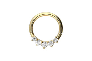18 carat gold clicker ring 5 crystals piercinginspiration®