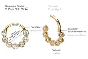 Anello clicker in oro 18 carati 7 cristalli piercinginspiration®