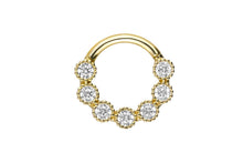 Laden Sie das Bild in den Galerie-Viewer, 18 Karat Gold Clicker Ring 7 Kristalle piercinginspiration®
