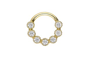 18 carat gold clicker ring 7 crystals piercinginspiration®