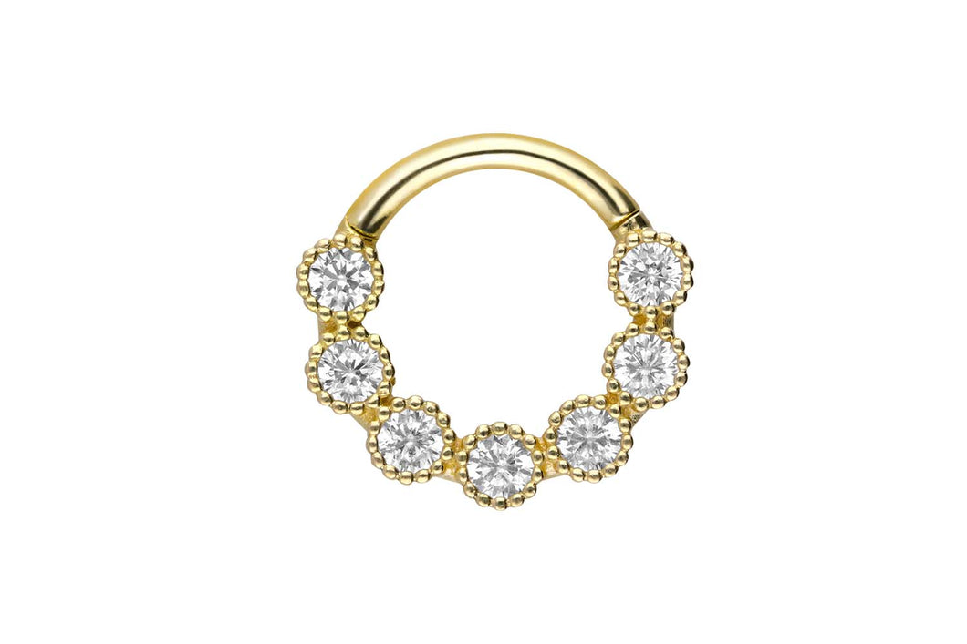 18 Karat Gold Clicker Ring 7 Kristalle piercinginspiration®