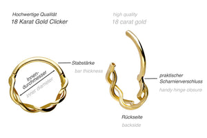 18 Karat Gold Clicker Ring Double Twisted Conch piercinginspiration®