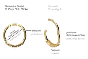 Anillo clicker de oro de 18 quilates con cristales de bolas múltiples dobles piercinginspiration®