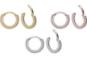 18 carat gold clicker ring inside outside multiple crystals balls piercinginspiration®