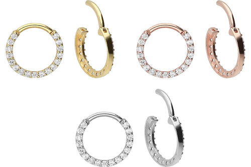 18 Karat Gold Clicker Ring 13 Kristalle piercinginspiration®