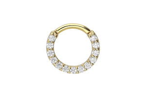 18 carat gold clicker ring 13 crystals piercinginspiration®