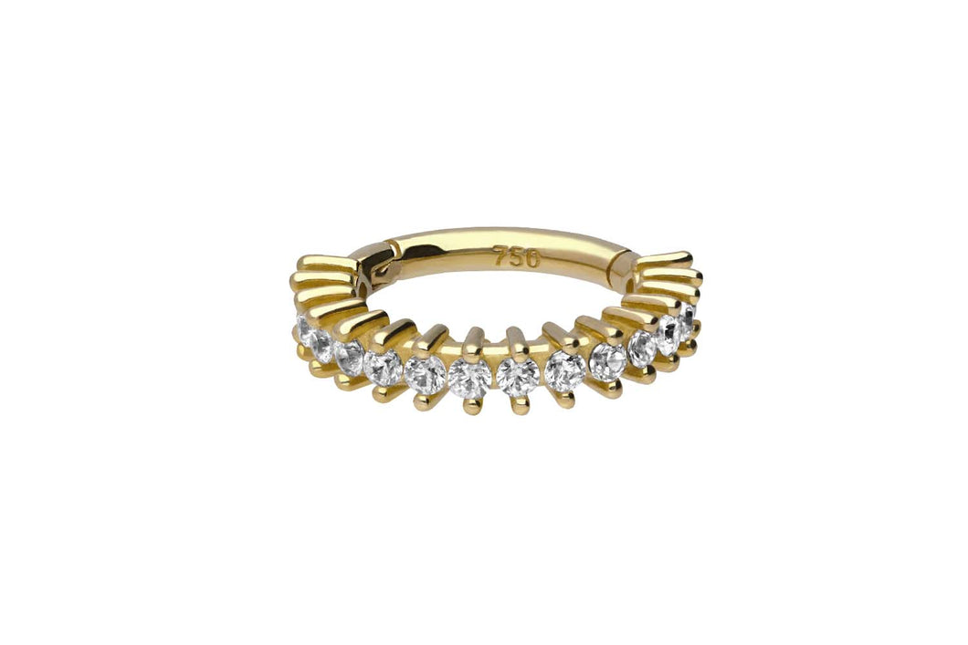18 Karat Gold Clicker Ring Eingefasste Kristalle piercinginspiration®