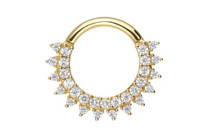 18 carat gold clicker ring multiple crystals sun piercinginspiration®