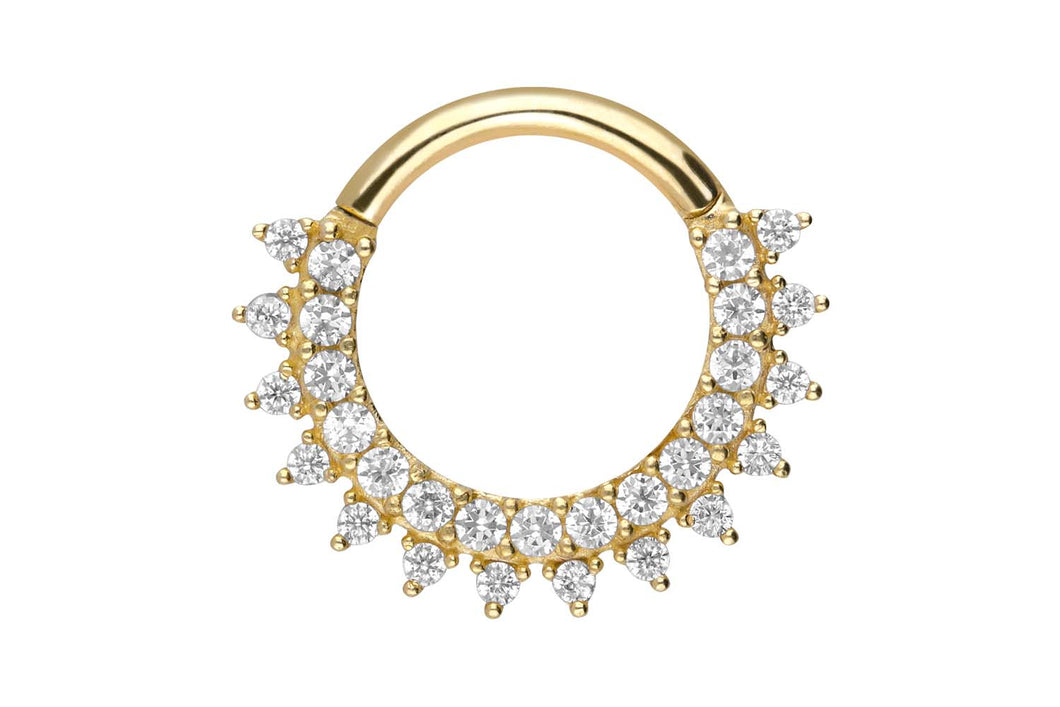 18 Karat Gold Clicker Ring Multiple Kristalle Sonne piercinginspiration®