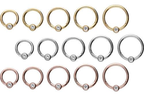 18 Karat Gold Kugel Kristall Clicker Ring piercinginspiration®