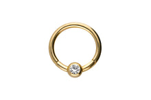 Upload the image to the Gallery Viewer, 18k Gold Ball Crystal Clicker Ring piercinginspiration®