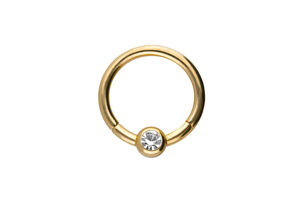 18 Karat Gold Kugel Kristall Clicker Ring piercinginspiration®