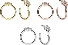 Upload the image to the Gallery Viewer, 18k Gold Clicker Ring Flower Crown Crystal piercinginspiration®