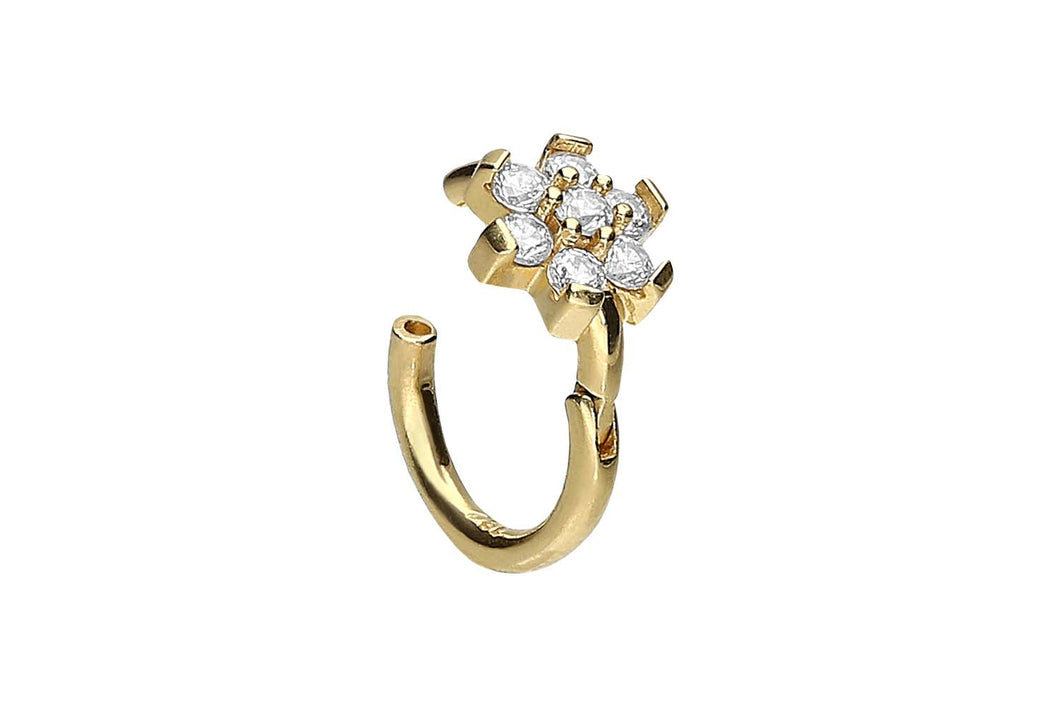 18 Karat Gold Clicker Ring Blumenkrone Kristall piercinginspiration®