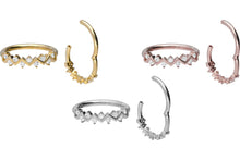 Sube la imagen al Visor de la galería, 18k Gold Clicker Ring Jag Crystals piercinginspiration®
