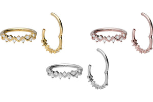 Anillo clicker de oro de 18 quilates con cristales puntiagudos piercinginspiration®