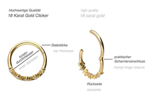 Anillo clicker de oro de 18 quilates con cristales puntiagudos piercinginspiration®