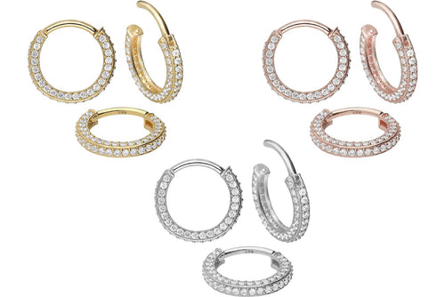 18 Karat Gold Voll Kristall Clicker Ring piercinginspiration®