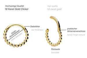 Anello clicker in oro 18 carati con sfere multiple piercinginspiration®