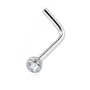 L-Shape Crystal Nose Stud piercinginspiration®