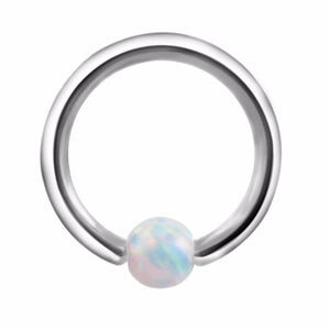Anello in acciaio chirurgico con sfera per piercing ad anello opale piercinginspiration®