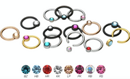 Geschlossener Klemmkugelring Flache Disc Kristall Chirurgenstahl piercinginspiration®