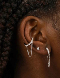 Multiple Kristalle Kette Ear Cuff 925 Sterling Silber 18 Karat Gold piercinginspiration®
