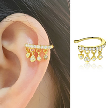 Load image into gallery viewer, Poker Crystal Ear Cuff 925 Sterling Silver 18k Gold piercinginspiration®