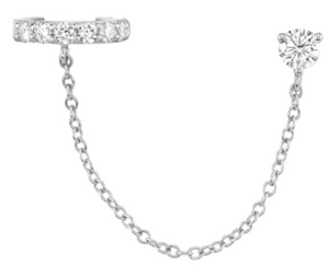 Cadena de Cristales Ear Cuff Studs Plata de Ley 925 Oro 18k piercinginspiration®