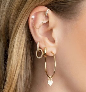 Crystals Chain Ear Cuff Studs 925 Sterling Silver 18 Karat Gold piercinginspiration®